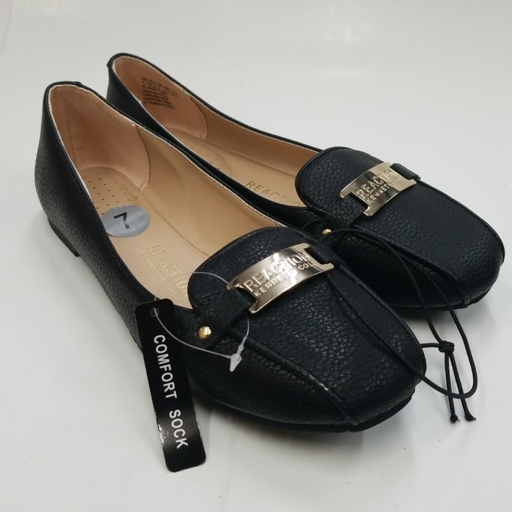 Kenneth Cole Reaction Women Black Flats Shoes SZ.7